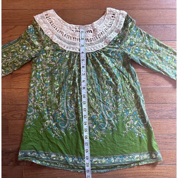 Meadow Rue by Anthropologie XS Boho crochet collar floral top - Picture 5 of 8